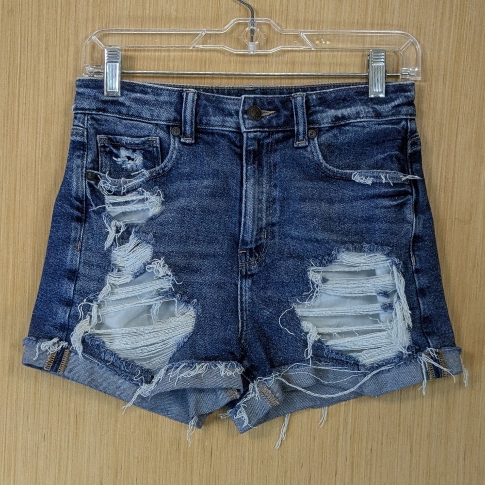 American Eagle Mom Shorts Women 4 Grunge Indie Concert Distressed High Waisted